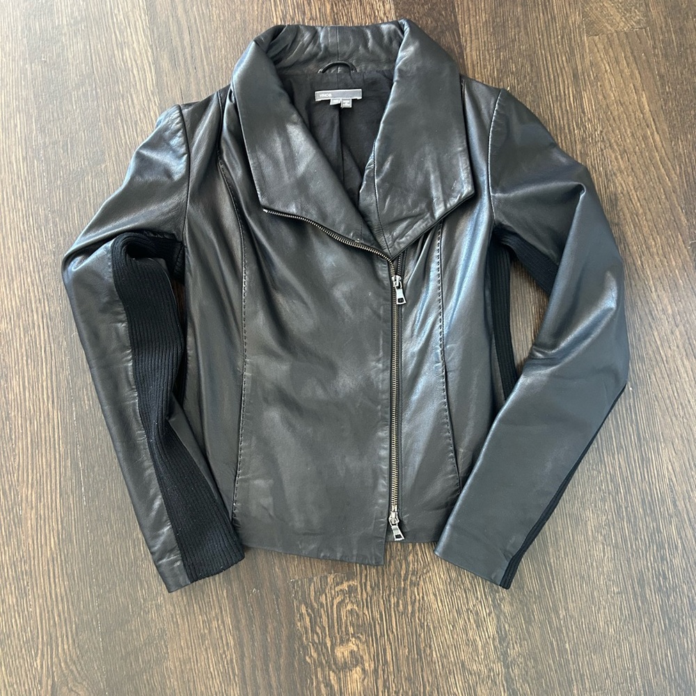 Vince Black Leather Moto Jacket